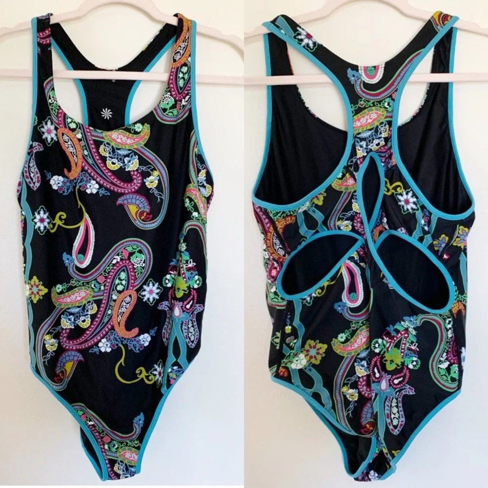Athleta Reversible Paisley One Piece Swimsuit Sz S - Picture 1 of 10